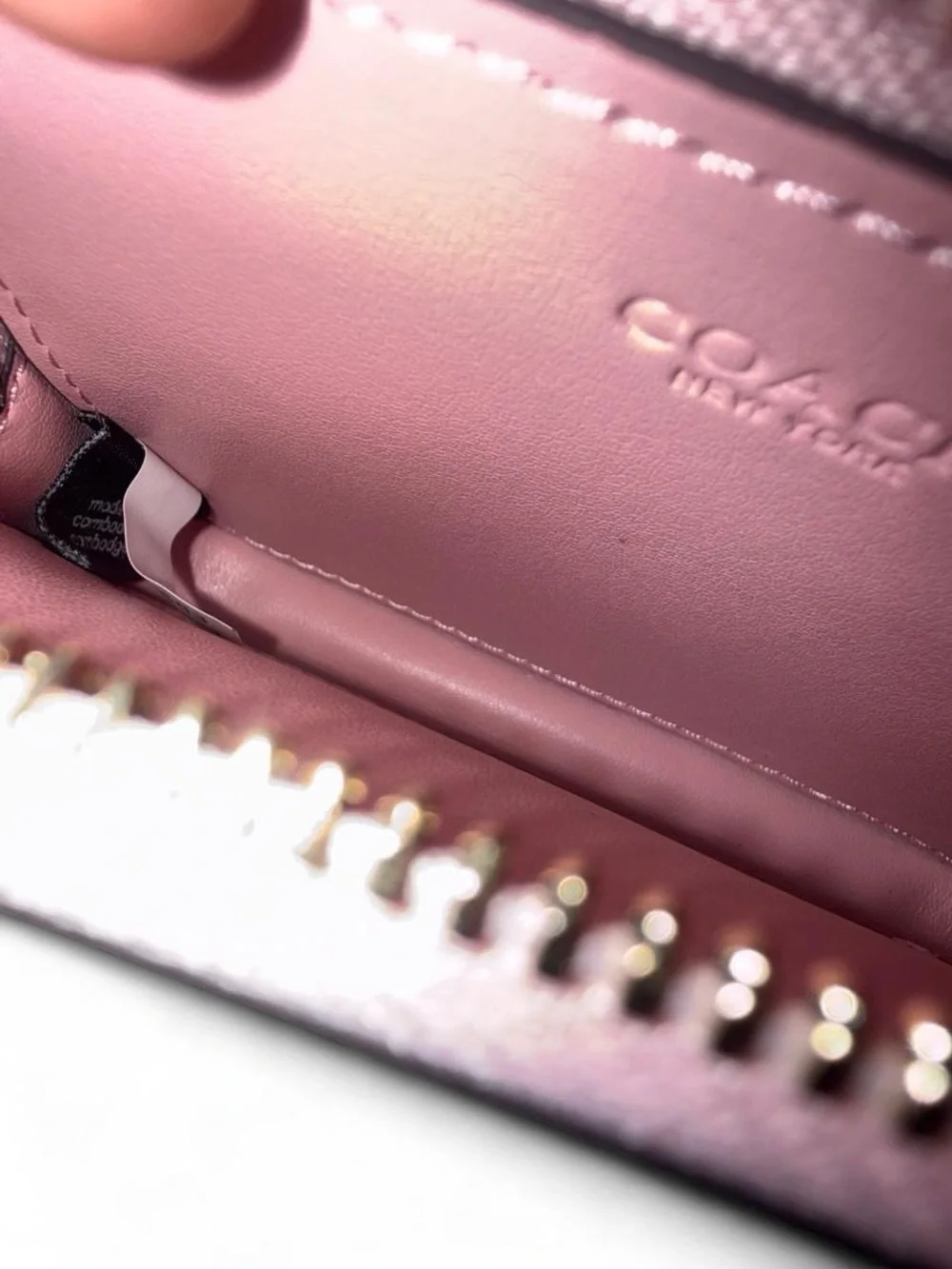 Coach Blush Pink Zip Card Case with Gold Logo